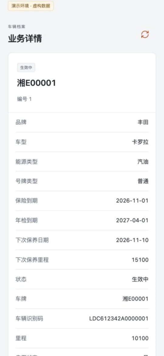 车辆档案:保养与保险信息